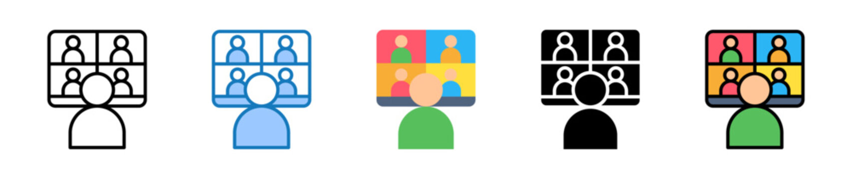 Virtual Class multiple style icons set design vector illustration. 