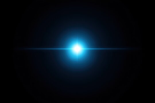 A brilliant blue light source emanates from the center of the image.