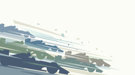 Fototapeta premium Stylized illustration of multiple race cars speeding with motion blur, depicting a dynamic and fast-paced competition.