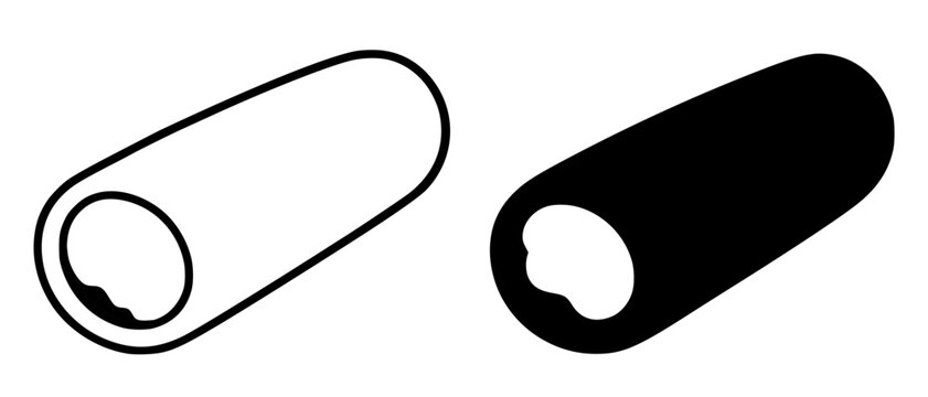 Cream-filled corn puff illustration, minimalist icon outline and silhouette