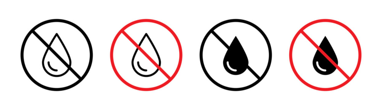 No Water drop sign in flat style. Basic vector symbol illustration