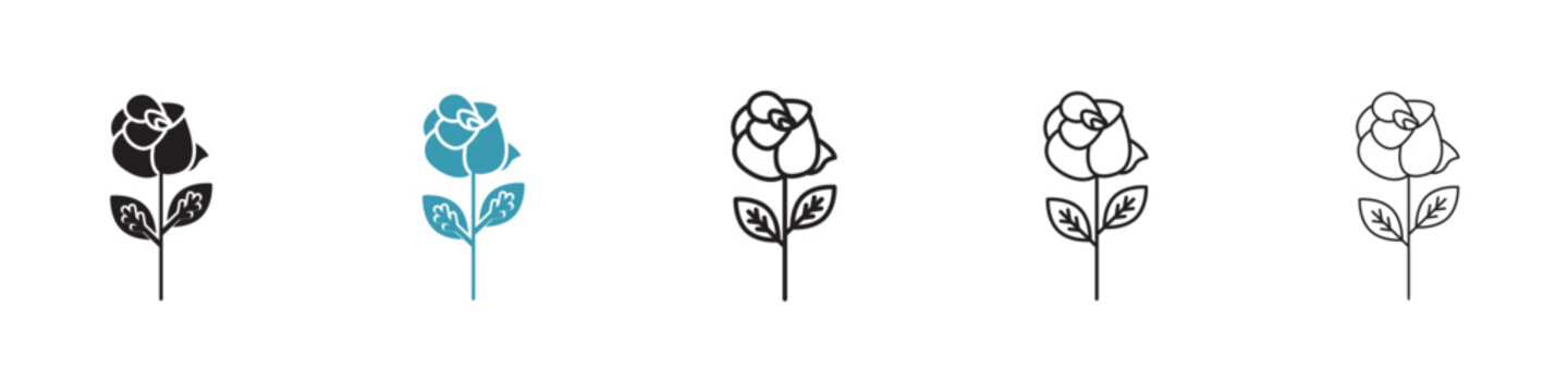 Rose flower icon in flat style. Basic vector symbol illustration