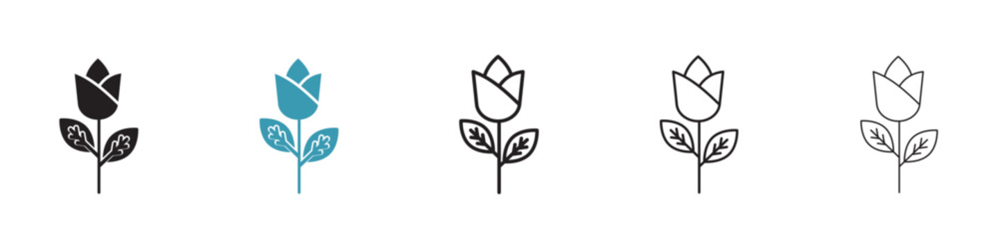 Rose icon in flat style. Basic vector symbol illustration