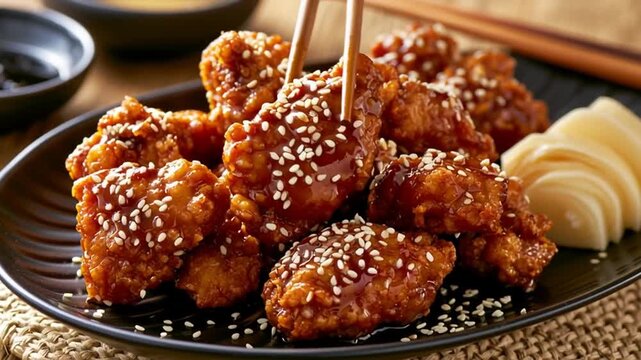korean fried chicken with soy garlic glaze