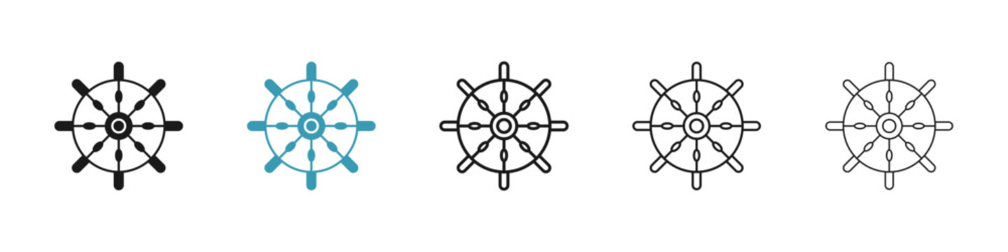 Ship wheel icon in flat style. Basic vector symbol illustration