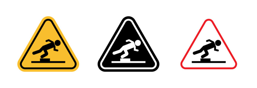 Tripping hazard warning sign in flat style. Basic vector symbol illustration