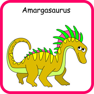 Cute Amargasaurus    Cartoon Illustration for Kids, Colorful Dinosaur Character for Preschool Education Design
