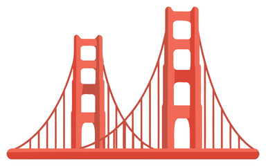 Bridge flat vector illustration icon featuring famous suspension landmark for travel related themes © Graphic Assets