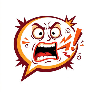 Angry Face Speech Bubble Expressing Rage and Frustration.