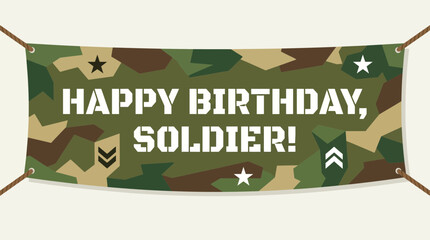 Camouflage Birthday Banner For Soldier Celebration © Bima