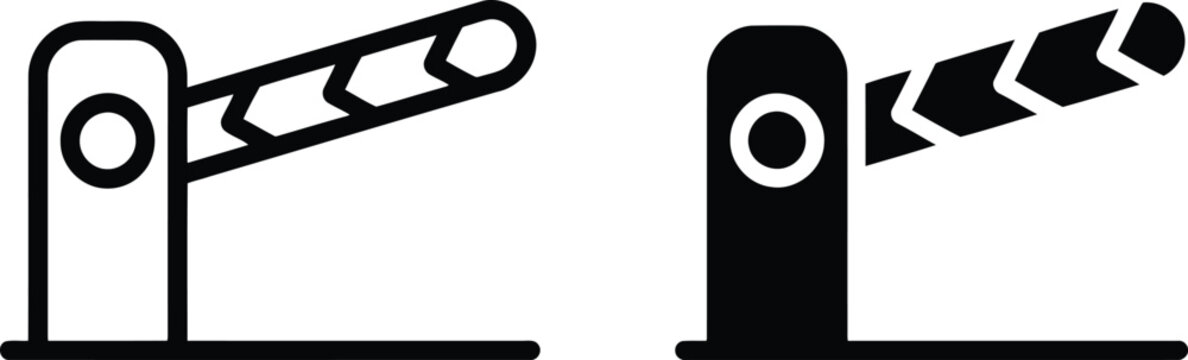 Barrier gate icons set open and closed positions vector illustration