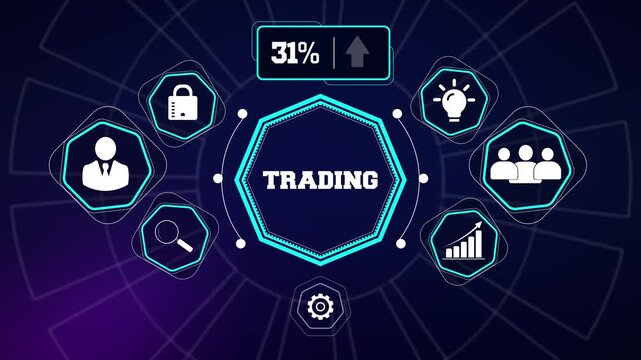 Trading desk simulation graphics perfect for stock market analysis videos crypto currency exchange promotions and online brokerage tutorials
