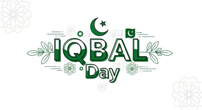 Celebration of Iqbal Day with Floral and Cultural Motifs