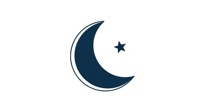 Crescent moon and star illustration, a symbol of Islamic faith and Ramadan celebration.
