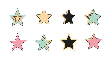 Obraz premium Colorful Star Stickers in Pastel and Vibrant Shades for Crafts, Decoration, and Scrapbooking - Perfect for Kids' Projects and Creative Designs