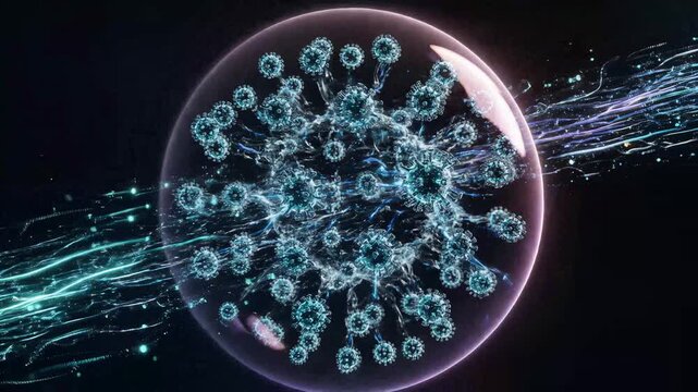 Hantavirus microscopic view of infectious disease pathogen cell illustration