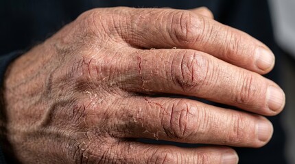 Fototapeta premium Close up of human wrinkled hand.