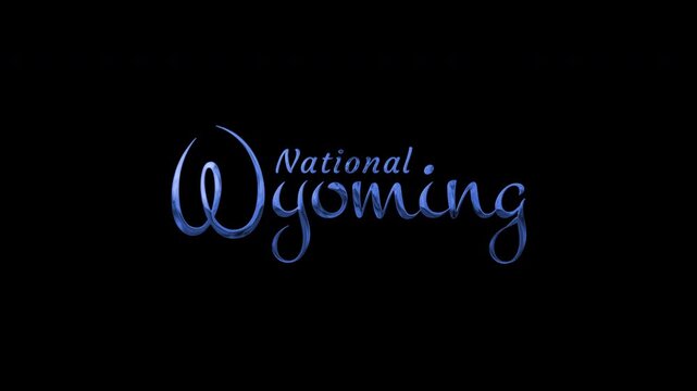 Blue metallic logo design for national wyoming with simple text on a dark background. Suitable for branding, merchandise, digital content.