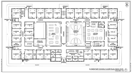 school Floor plan, office layout, blueprint, architectural drawing, commercial space © Zunair