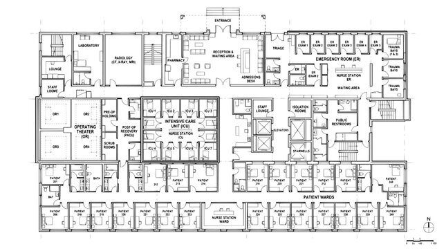 Office Building Floor Plan, Commercial Layout, Architecture Blueprint, Interior Design