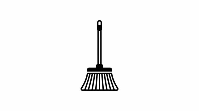 Broom with long handle and bristles.