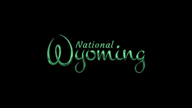 Green national wyoming logo lettering for modern artistic graphic design suitable for social media, websites, branding, presentations, and print materials.