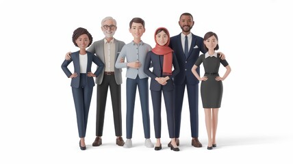 Obraz premium Diverse group of business professionals standing together confidently