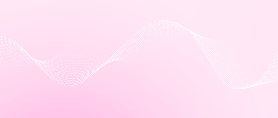 Plakat Pink linear wavy pattern background. Rose wave curved dashed design element for poster, banner, presentation, booklet, brochure. Abstract halftone undulate flowing particle lines. Vector wallpaper