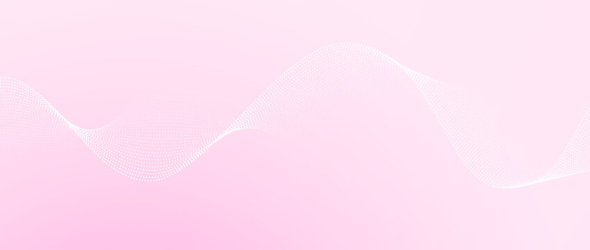 Pink linear wavy pattern background. Rose wave curved dashed design element for poster, banner, presentation, booklet, brochure. Abstract halftone undulate flowing particle lines. Vector wallpaper