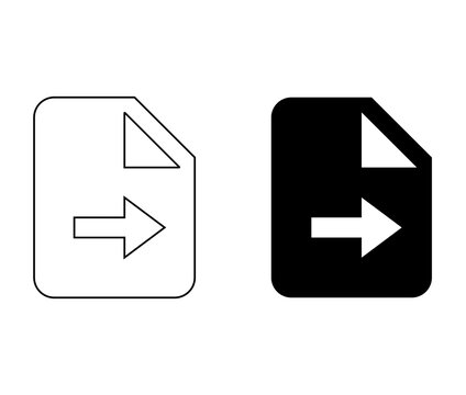 Document file export layout set with outline and solid next page forward arrow icon isolated on a transparent background