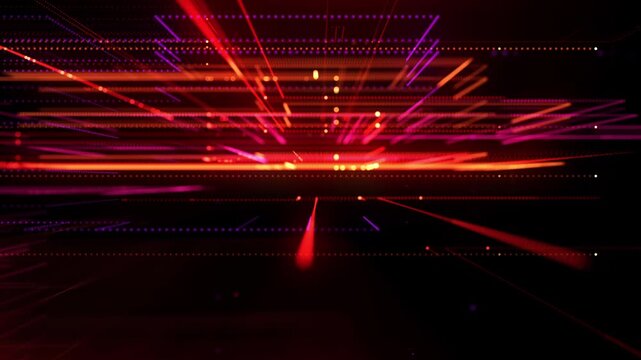 Futuristic cyber security title reveal animation featuring secure, protect, and defend concepts with glitch text effects, red digital grids, and advanced network technology visuals.