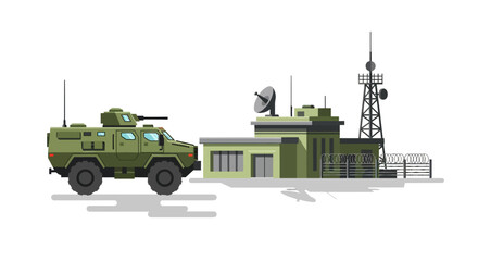 Fototapeta premium Military Armored Vehicle at Base Station - Isolated Vector