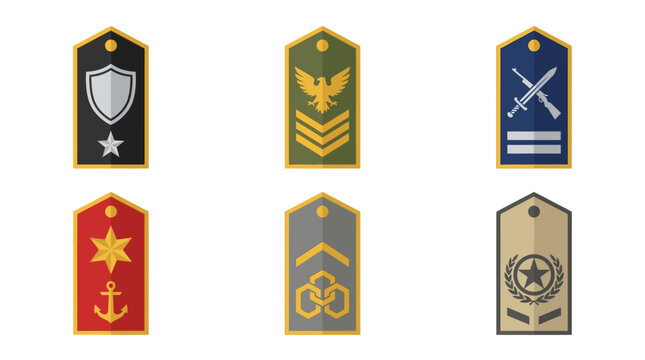 Military Ranks Insignia Badges Set - Army, Navy, Air Force Emblems