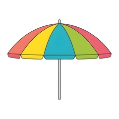 Obraz premium Colorful beach umbrella with vibrant stripes