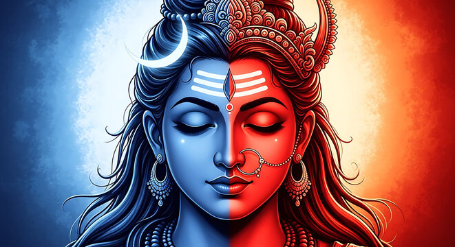 Ardhanarishvara divine fusion of lord shiva and goddess parvati