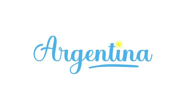 Argentina argentinian soccer handwriting Animated with a sun icon national flag background, perfect for sports or cultural design projects celebrating victory argentine pride and passion