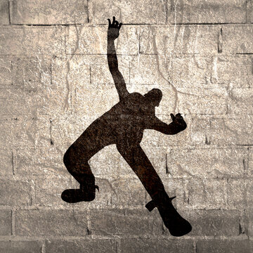 Cartoon zombie monster silhouette. Spooky and scary character.