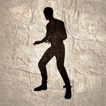 Cartoon zombie monster silhouette. Spooky and scary character.