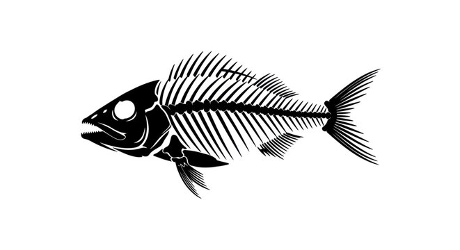 Fish skeleton side view illustration 1.