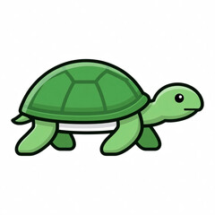 Obraz premium Cute Green Reptile Animal with Shell on Black Background Cartoon Style