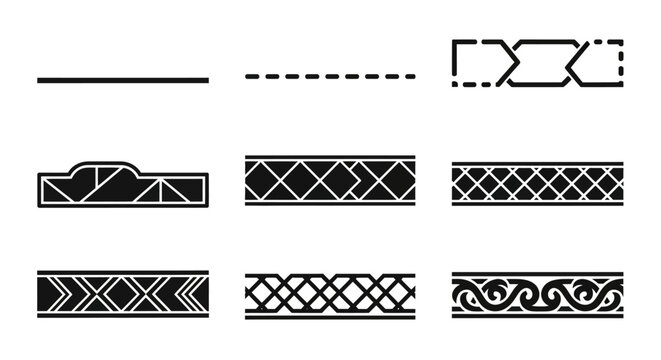 Collection of Decorative Borders and Lines - Geometric and Ornate Designs