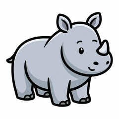 Fototapeta premium Cute Cartoon Rhinoceros Illustration on Black Background, Happy Wildlife Art