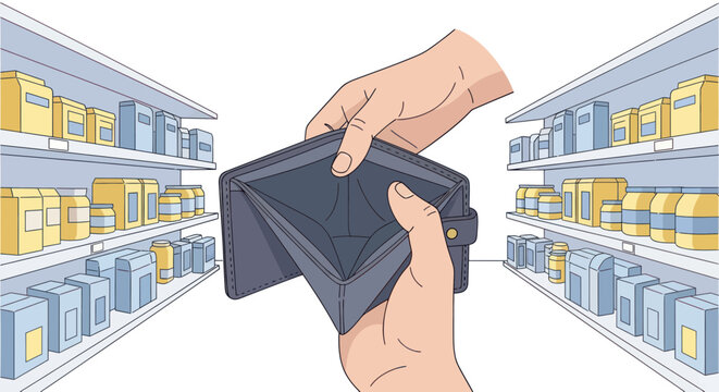 Hands holding an empty wallet.