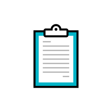 ビジネスの契約書や重要事項説明を表すクリップボードのアイコンイラスト