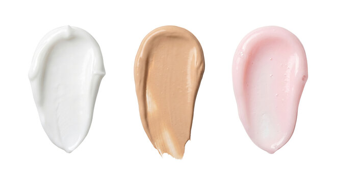 Skincare cream and lotion texture smears, isolated on transparent background