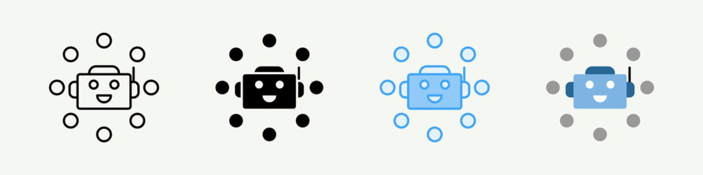 Ai Agent Coordination Single Icon Pack Multistyle