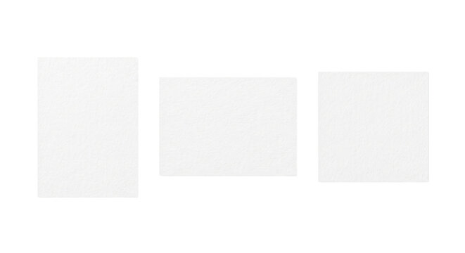Blank textured white paper sheets mockup, isolated on transparent background