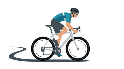 Obraz premium Cyclist in motion riding road bike, vector illustration
