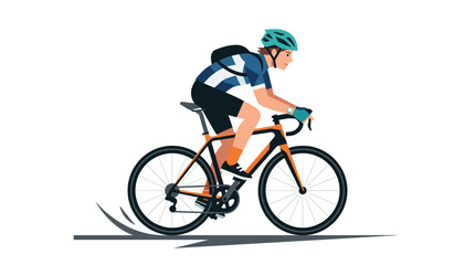 Obraz premium Cyclist on bike, sport, adventure, isolated on white background