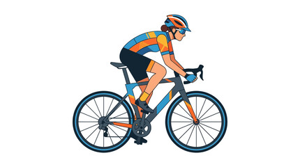 Obraz premium Cyclist on Road Bike: Cartoon Illustration, Sport Concept